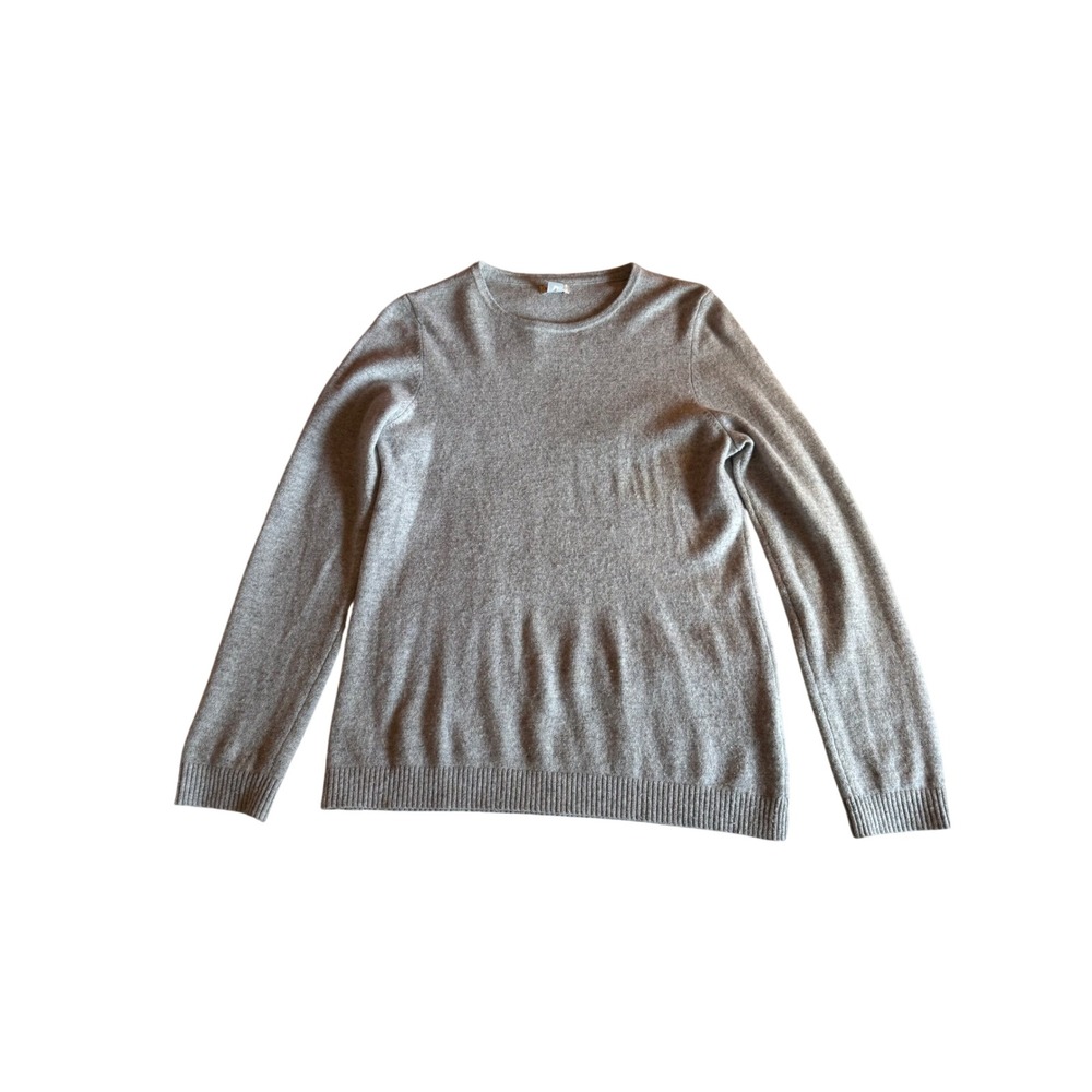 LL Bean Cashmere Sweater Womens Medium Gray Heather Crewneck Long Sleeve Knit